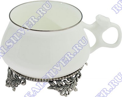 611ЧШ03006 Серебряная чайная чашка «Билибина» с подставкой